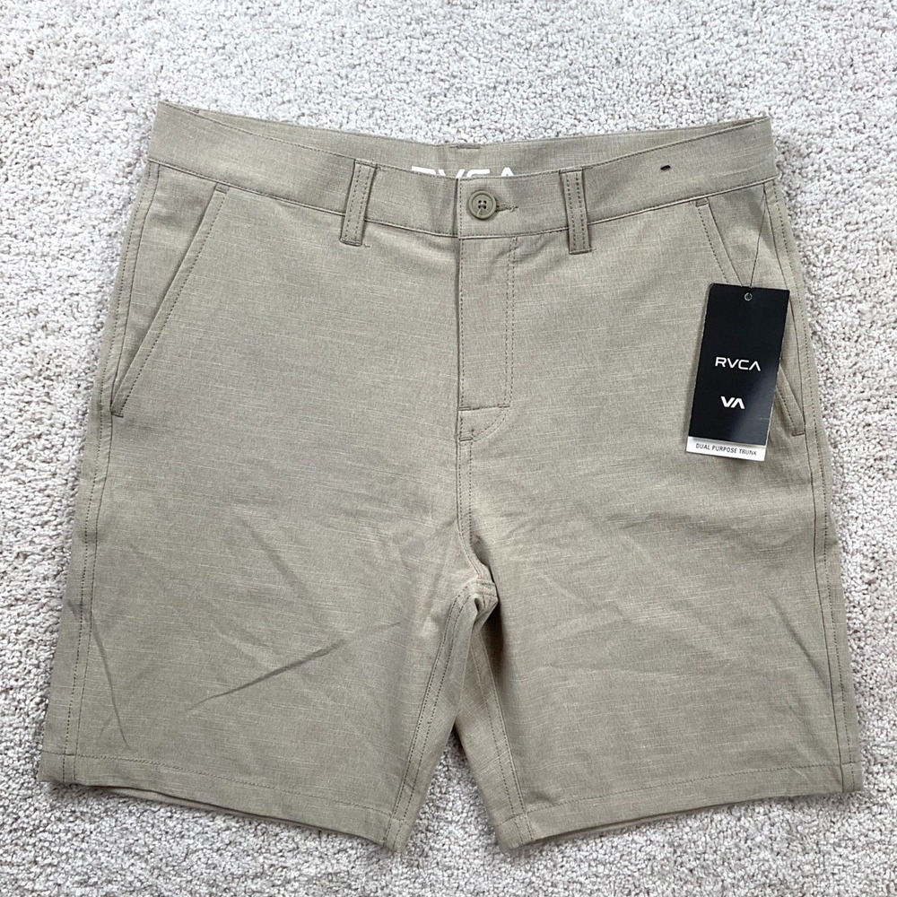 RVCA Dual Purpose Trunk Hybrid Shorts Mens 30 Khaki 4-Way‎ Stretch New NWT